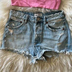 Zara High Waisted Denim Shorts